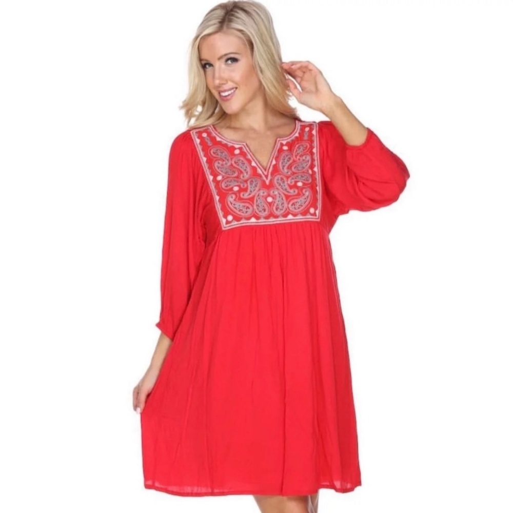 Embroidered Babydoll Dress